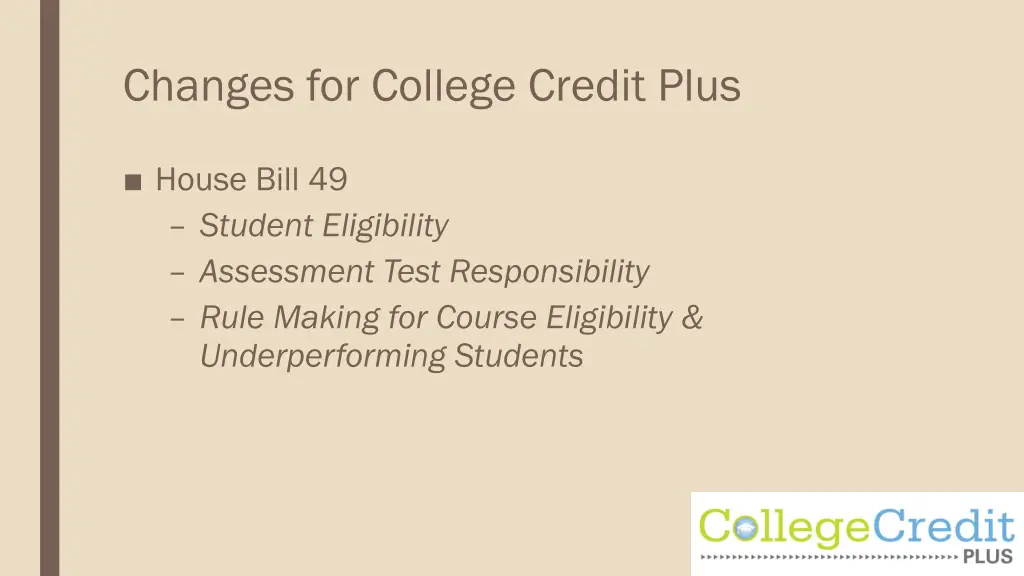 changes for college credit plus