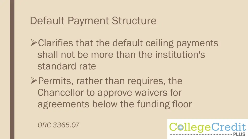 default payment structure