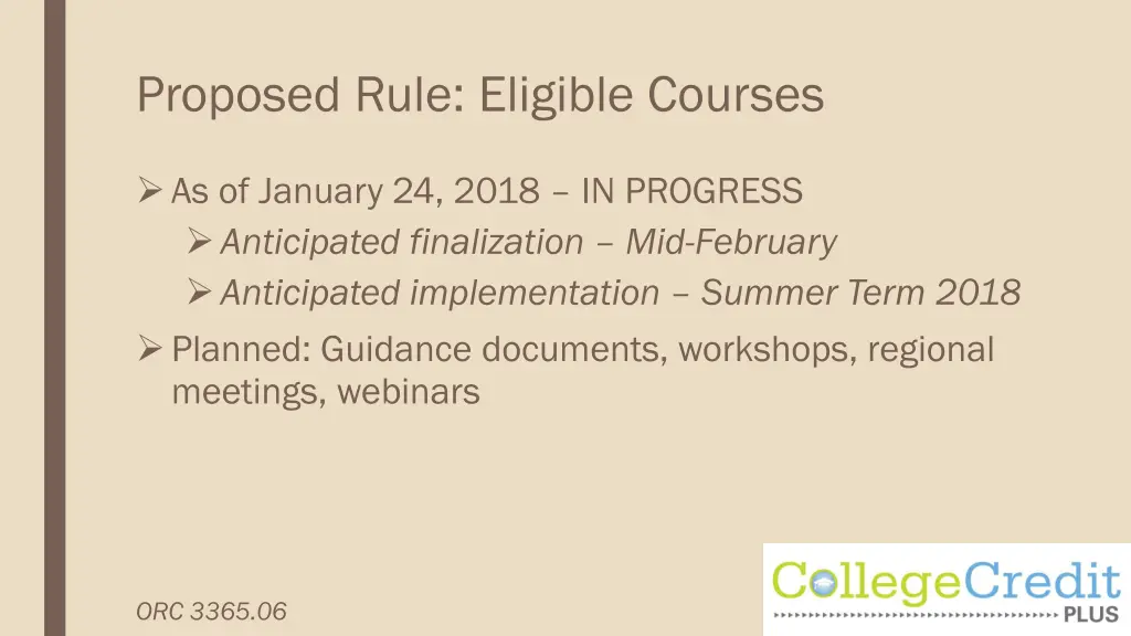 proposed rule eligible courses 1