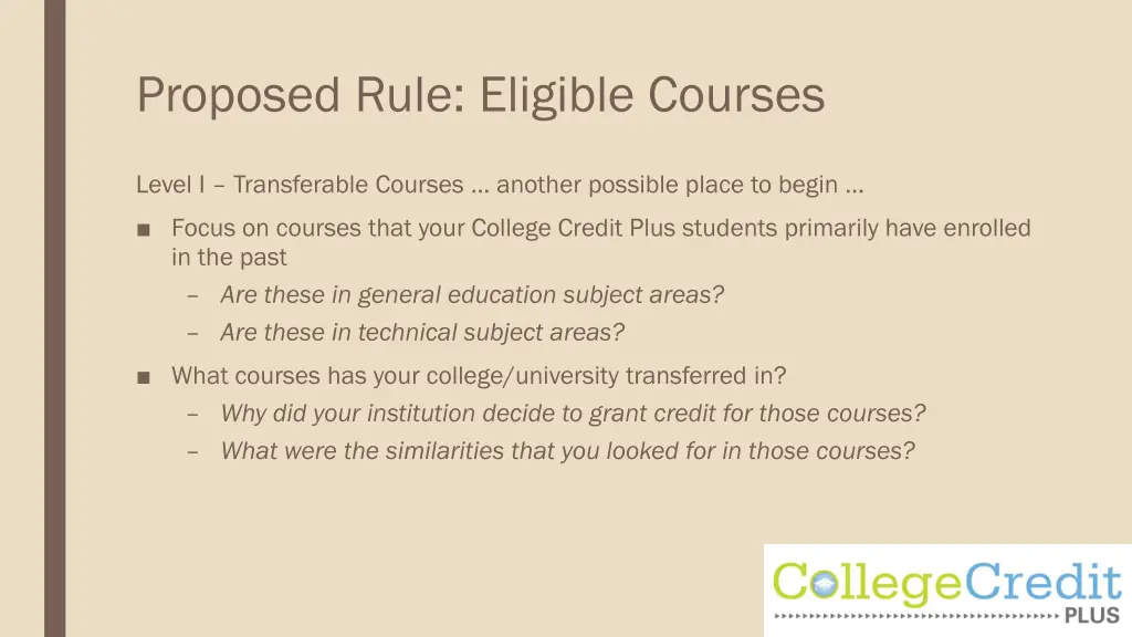 proposed rule eligible courses 7