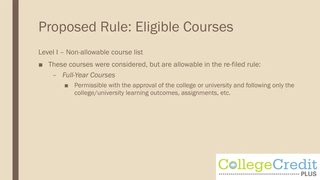 proposed rule eligible courses 9