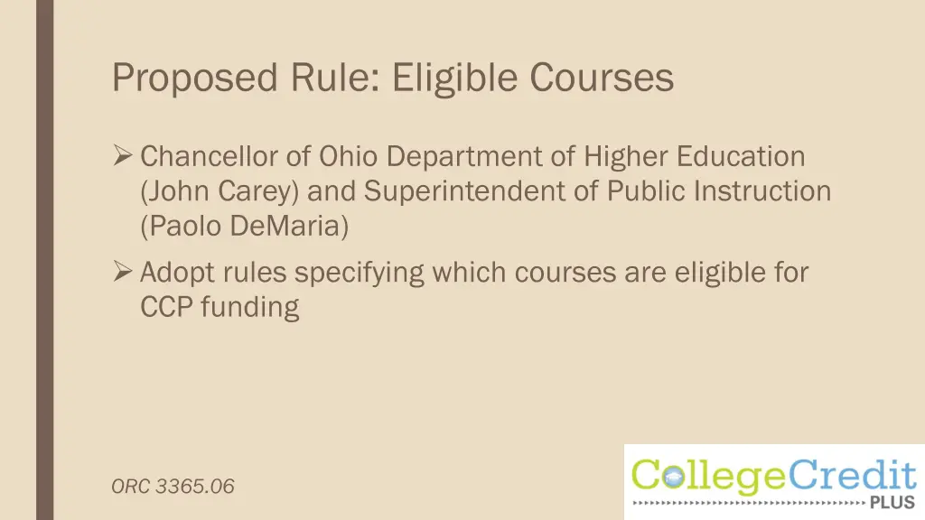 proposed rule eligible courses