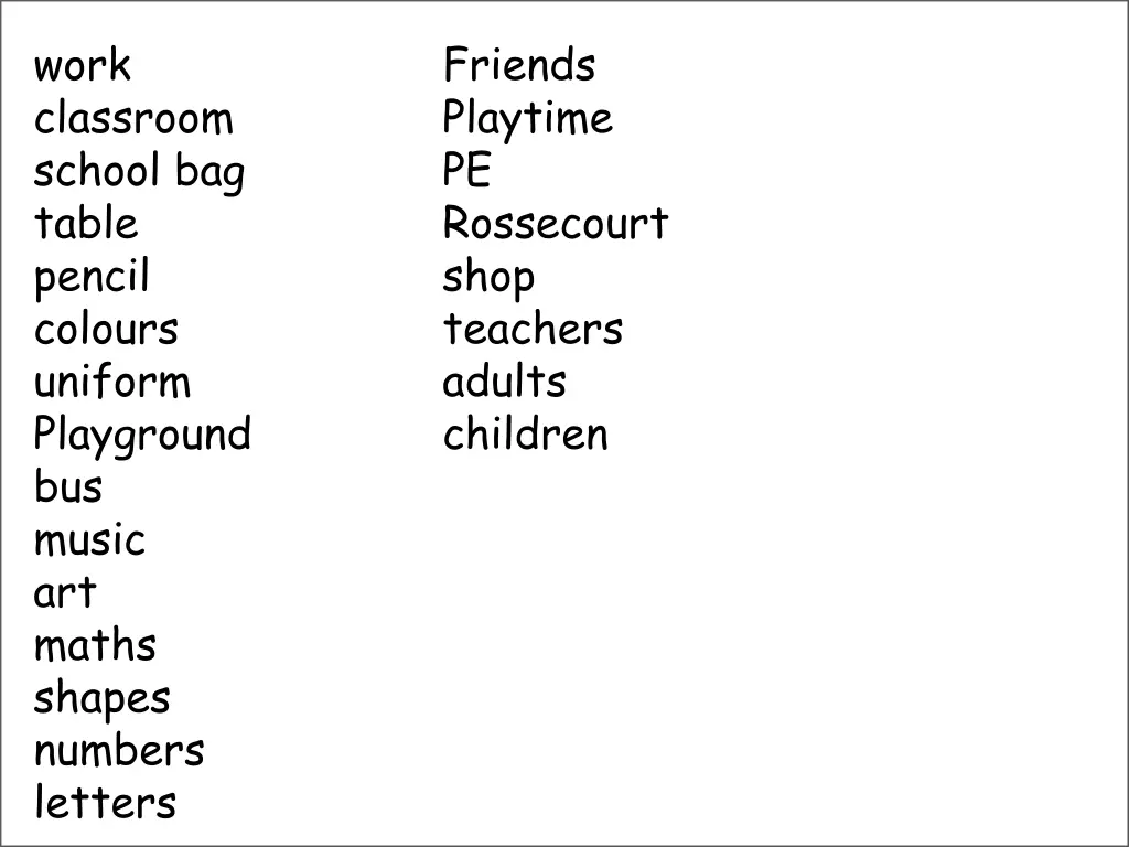 work classroom school bag table pencil colours