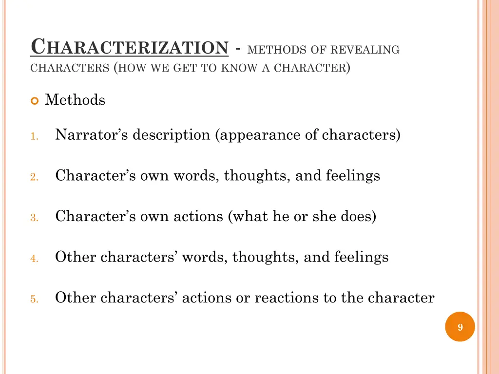 c haracterization methods of revealing characters