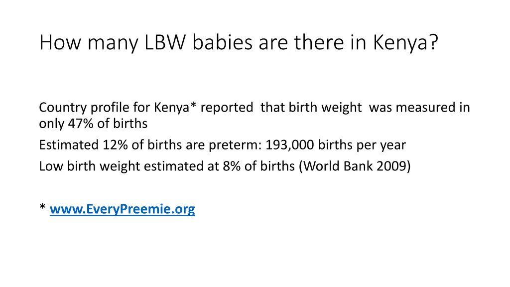 how many lbw babies are there in kenya