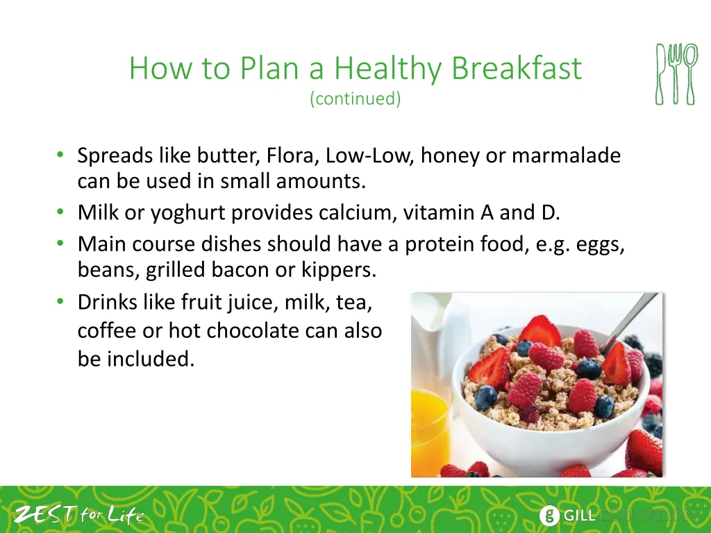 how to plan a healthy breakfast continued