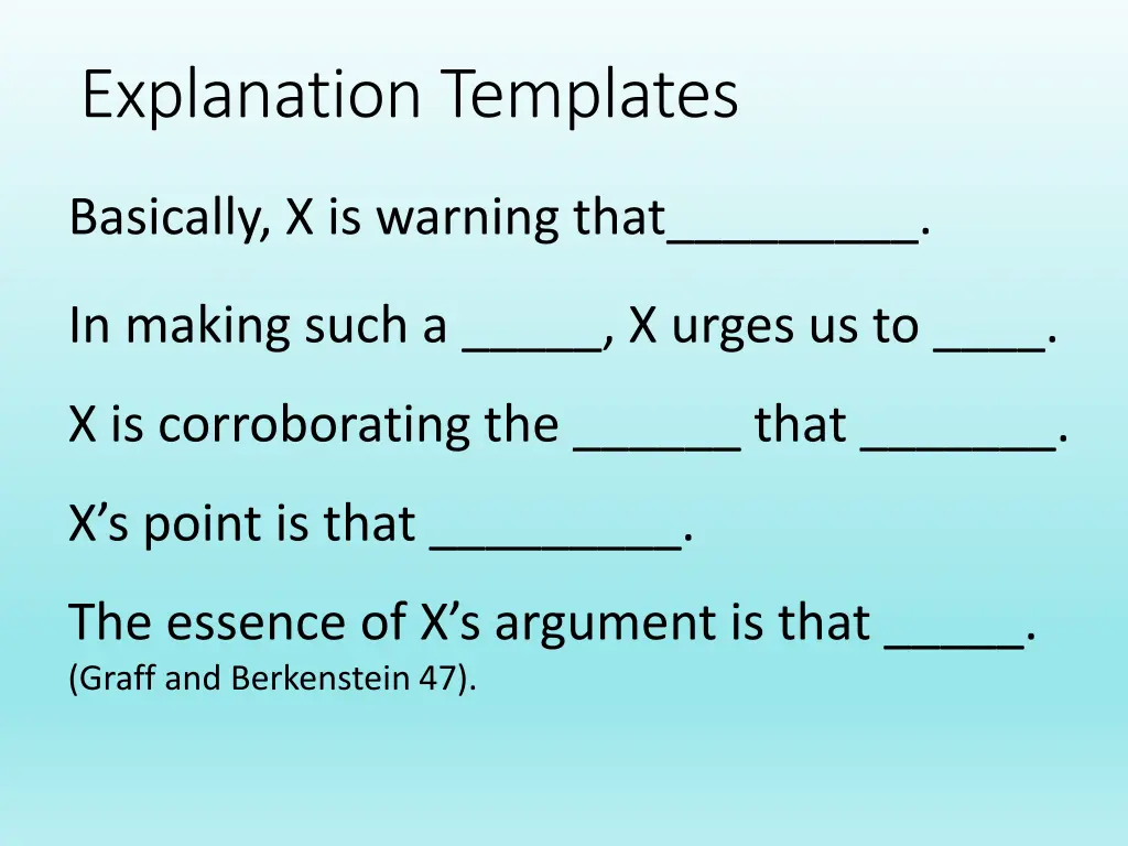 explanation templates