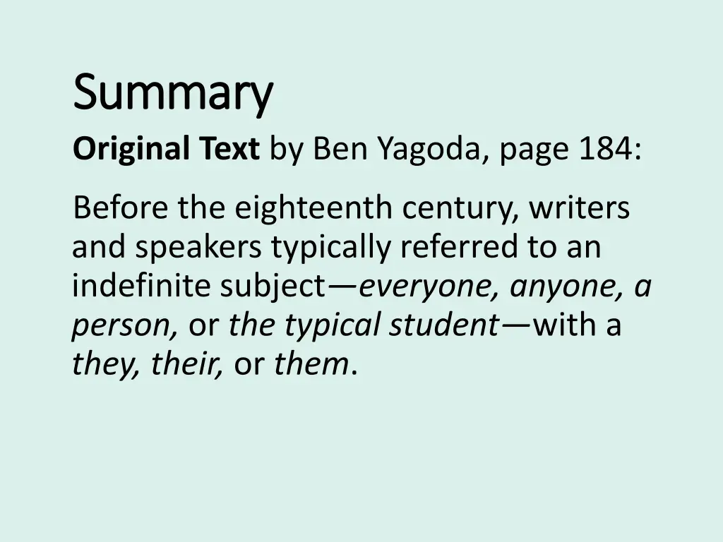 summary summary original text by ben yagoda page