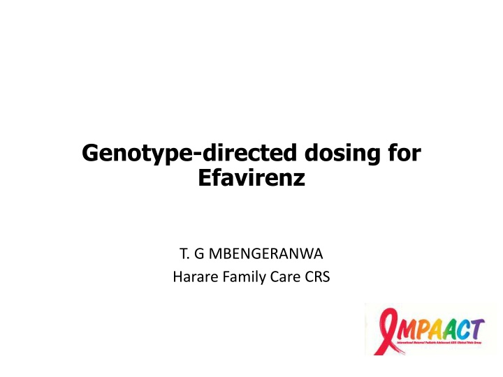 genotype directed dosing for efavirenz