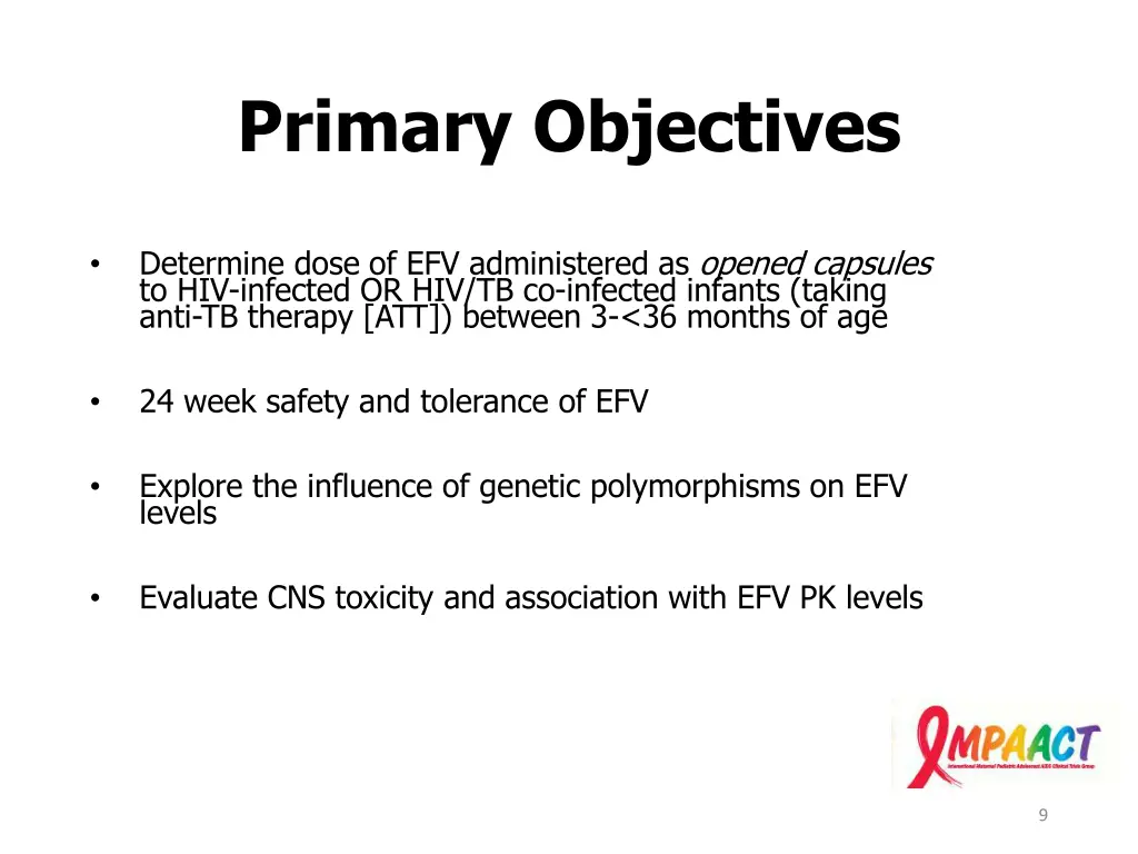 primary objectives