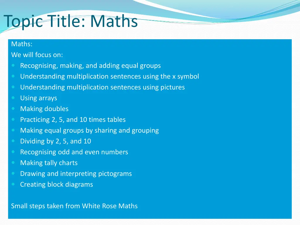 topic title maths