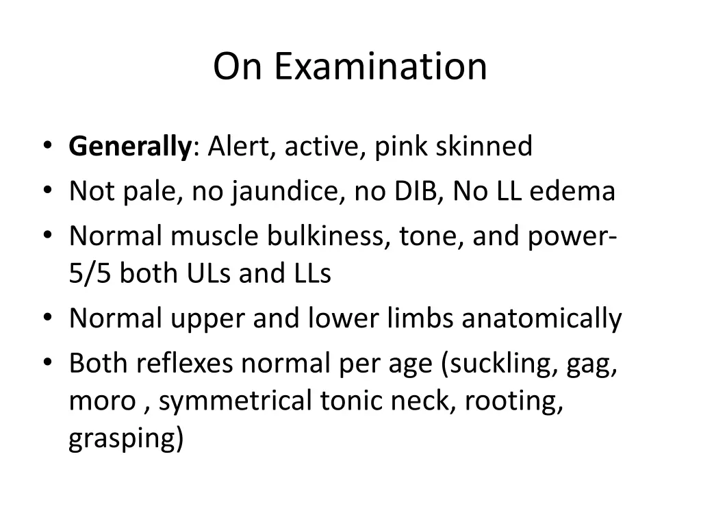 on examination