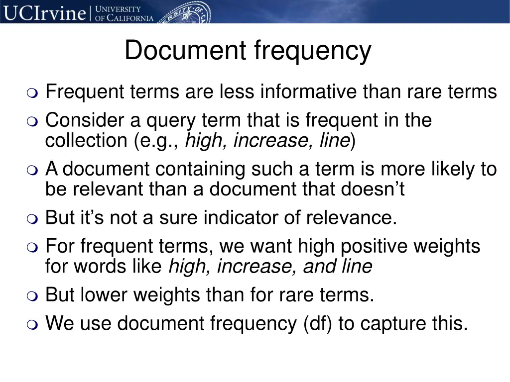 document frequency 1