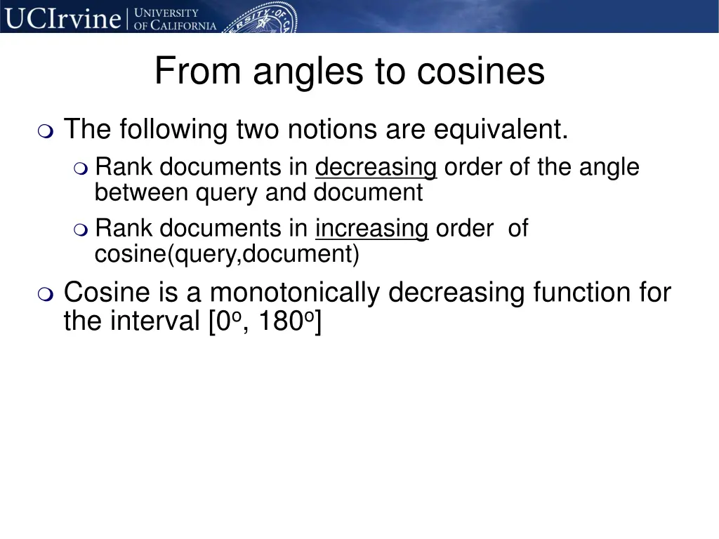 from angles to cosines