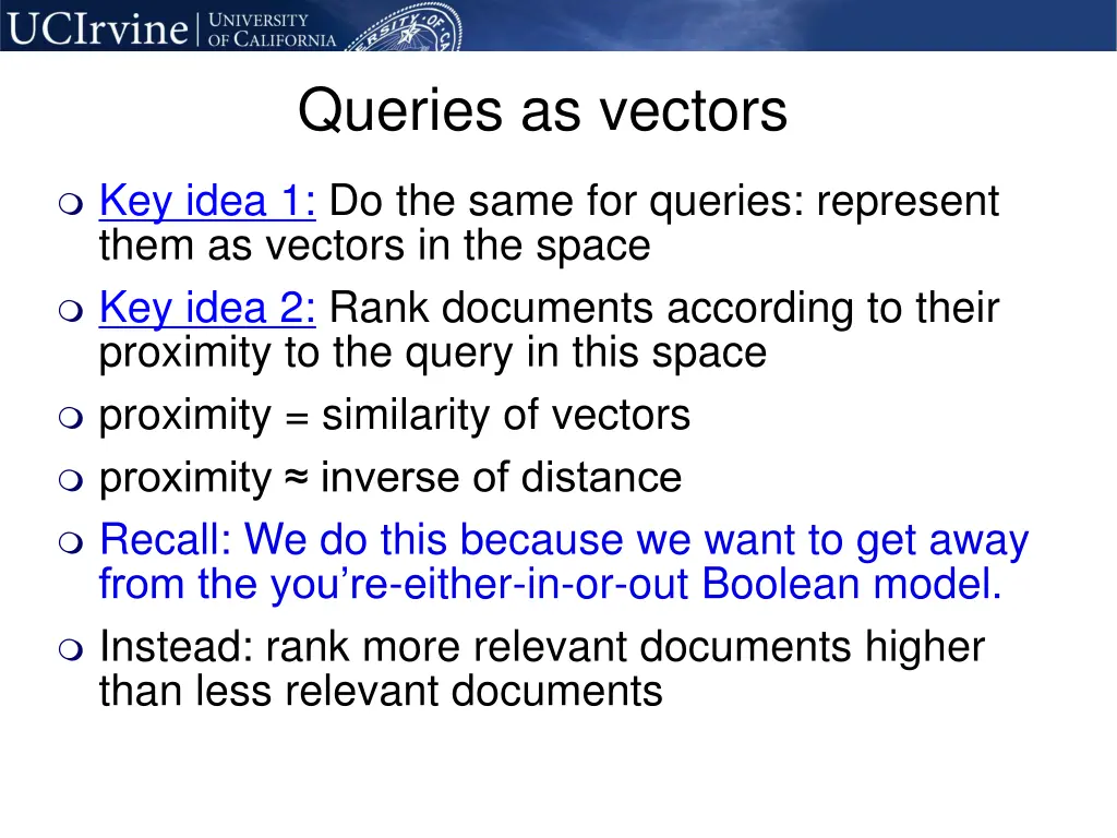 queries as vectors