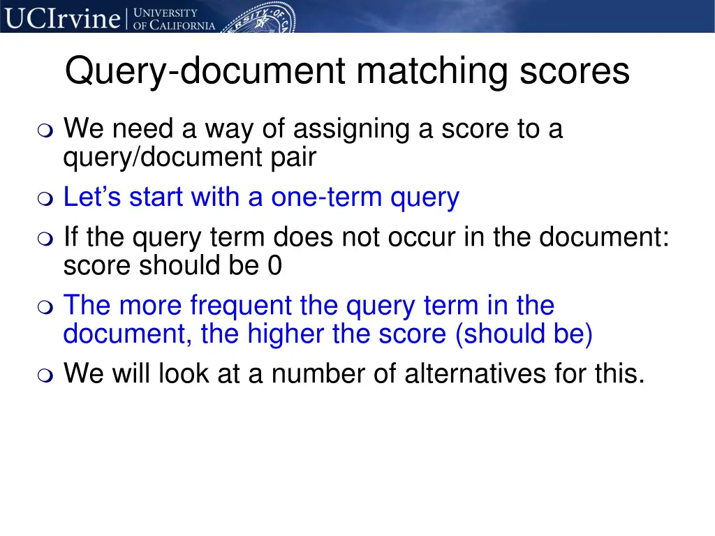 query document matching scores