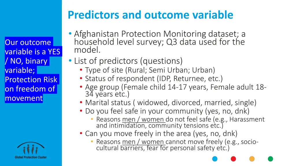 predictors and outcome variable