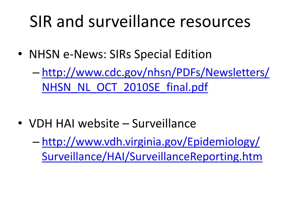 sir and surveillance resources