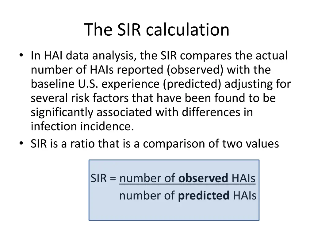 the sir calculation