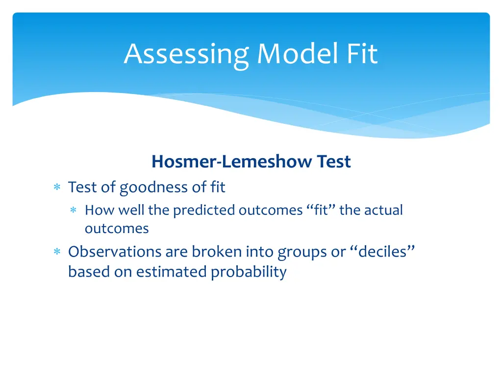 assessing model fit