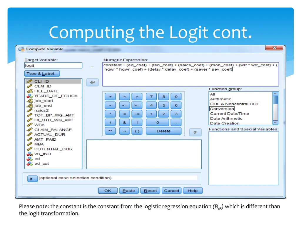 computing the logit cont 1