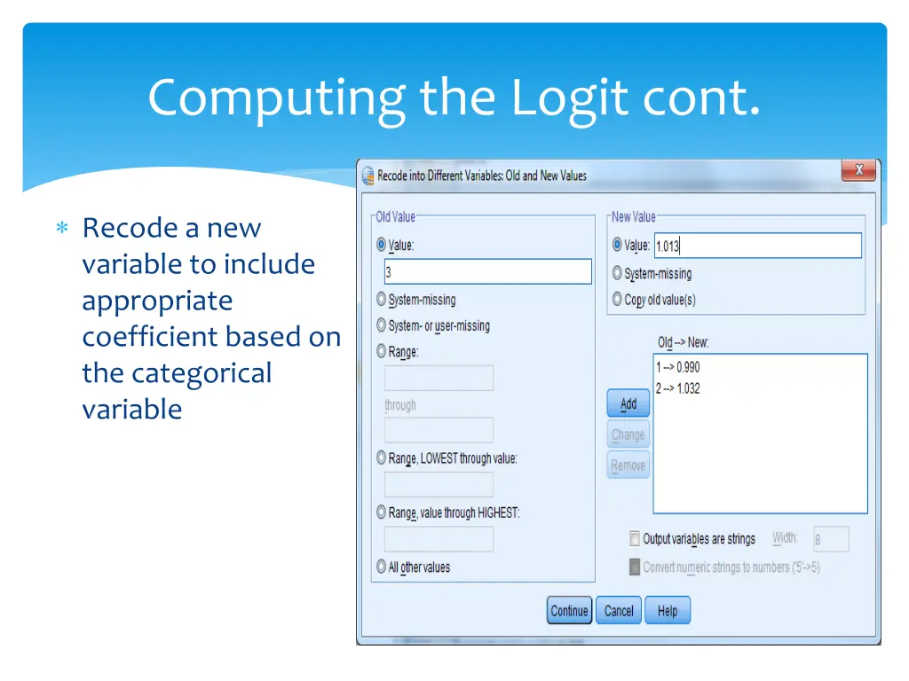 computing the logit cont