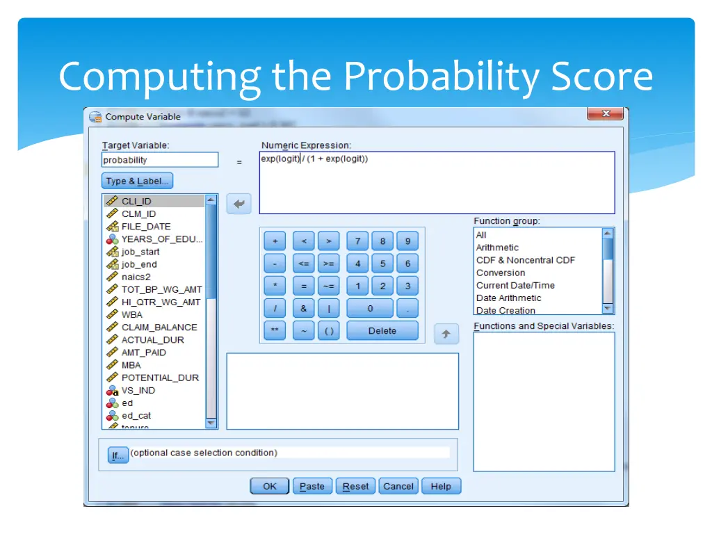 computing the probability score