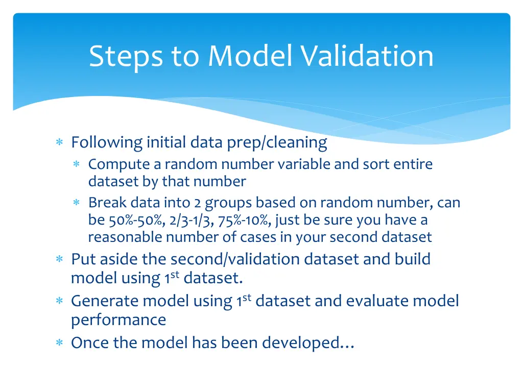 steps to model validation