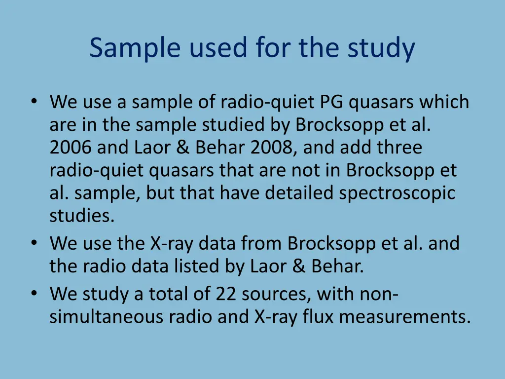 sample used for the study