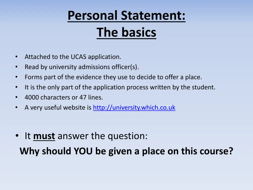 personal statement the basics