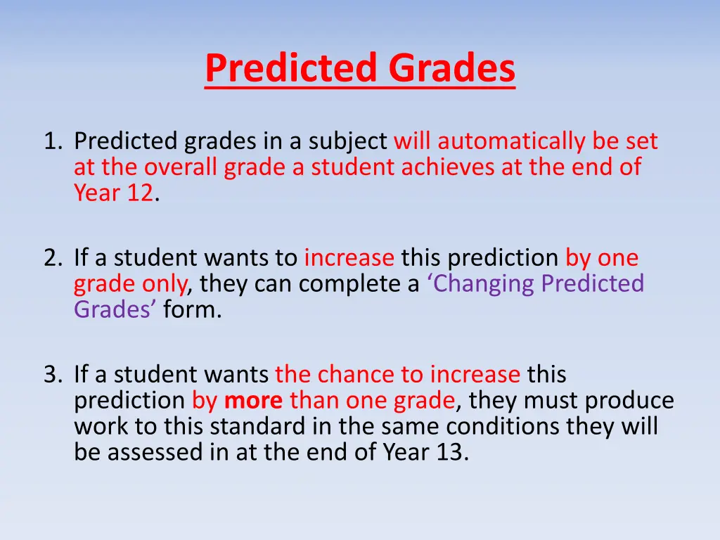 predicted grades