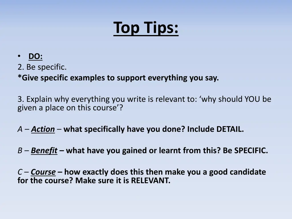 top tips