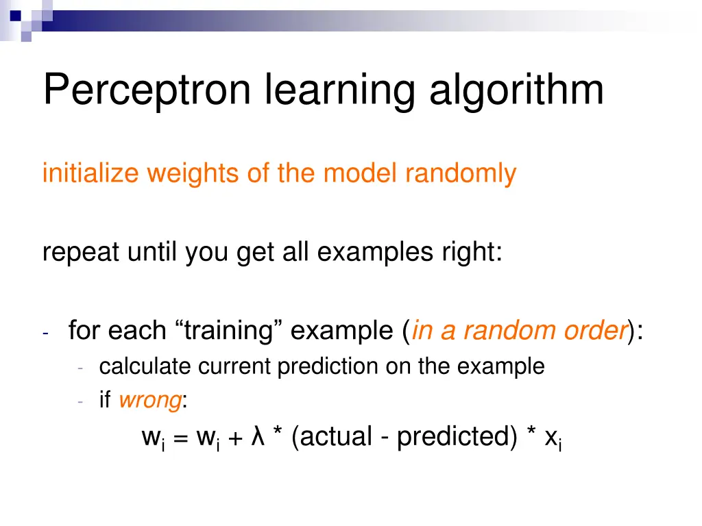 perceptron learning algorithm 1