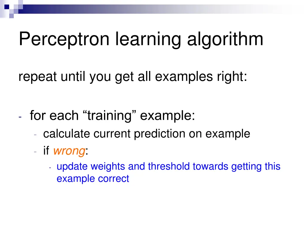 perceptron learning algorithm