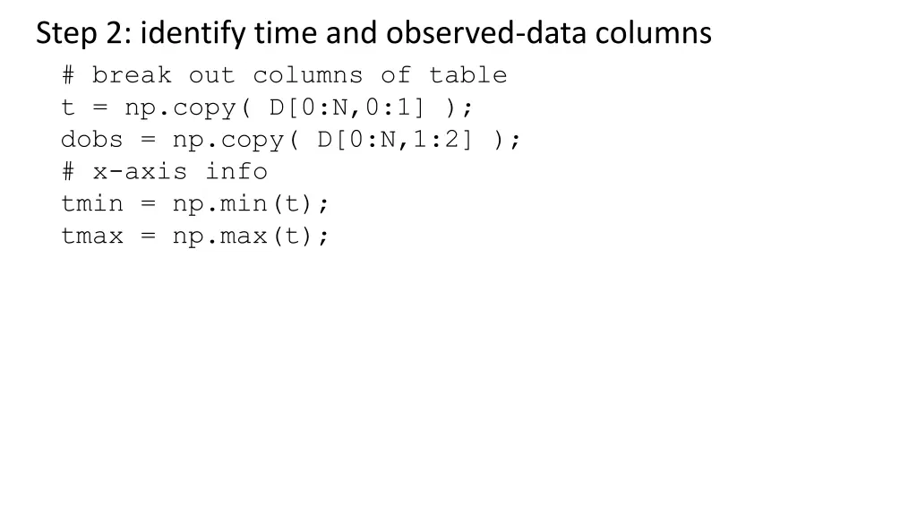 step 2 identify time and observed data columns