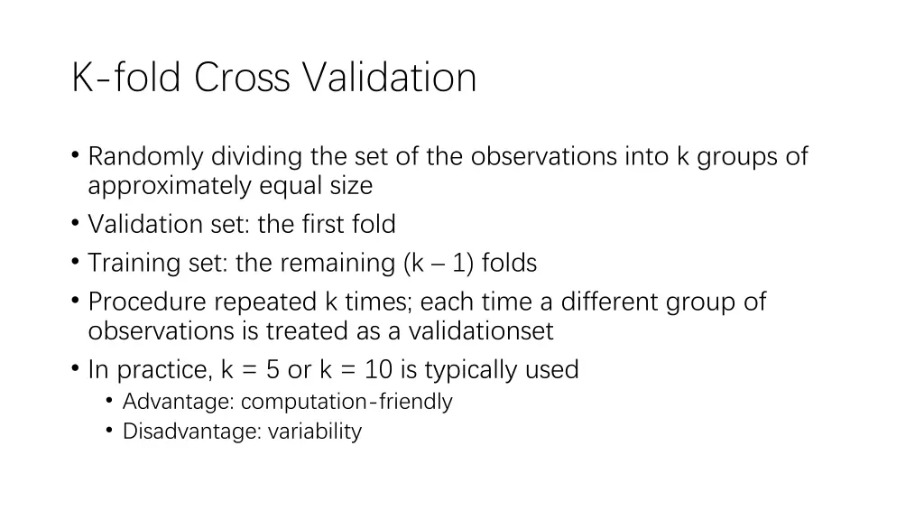 k fold cross validation