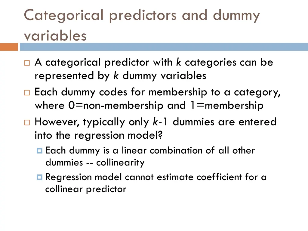 categorical predictors and dummy variables