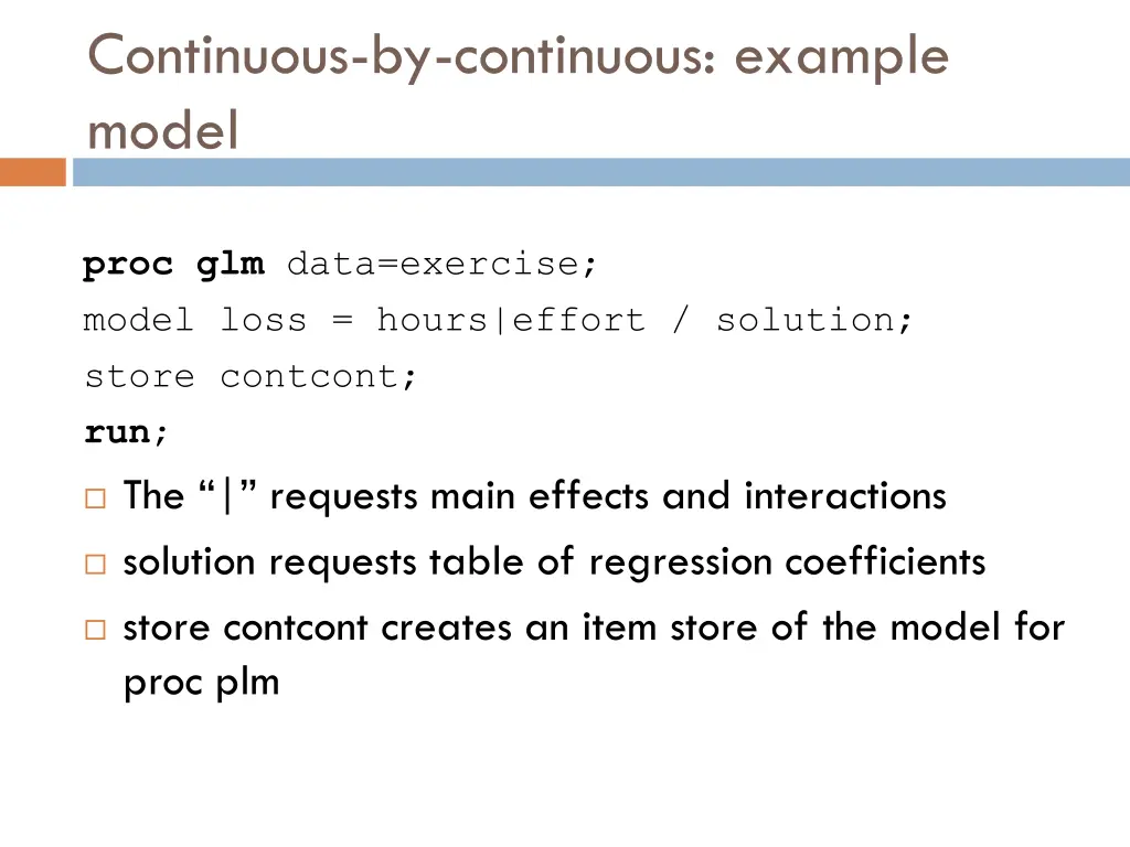 continuous by continuous example model 1