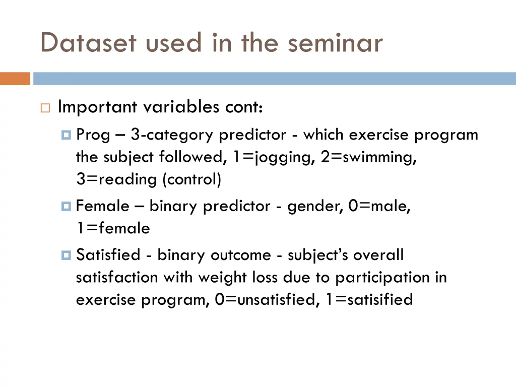 dataset used in the seminar