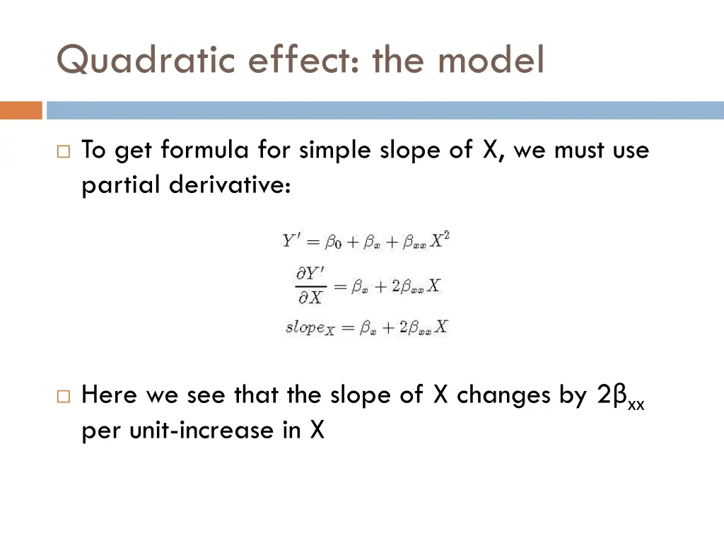 quadratic effect the model 2