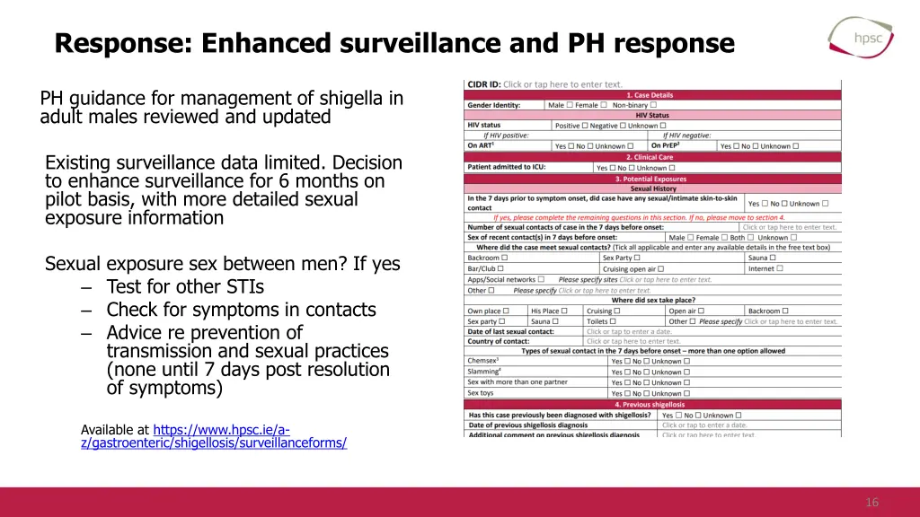 response enhanced surveillance and ph response