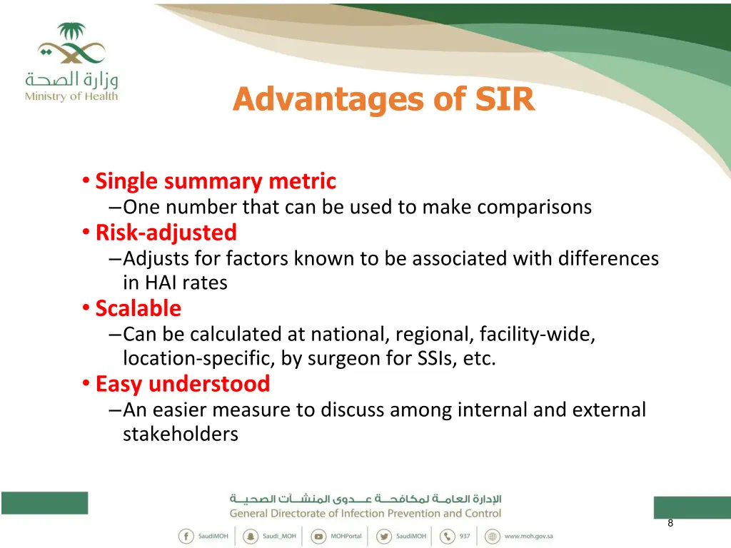 advantages of sir