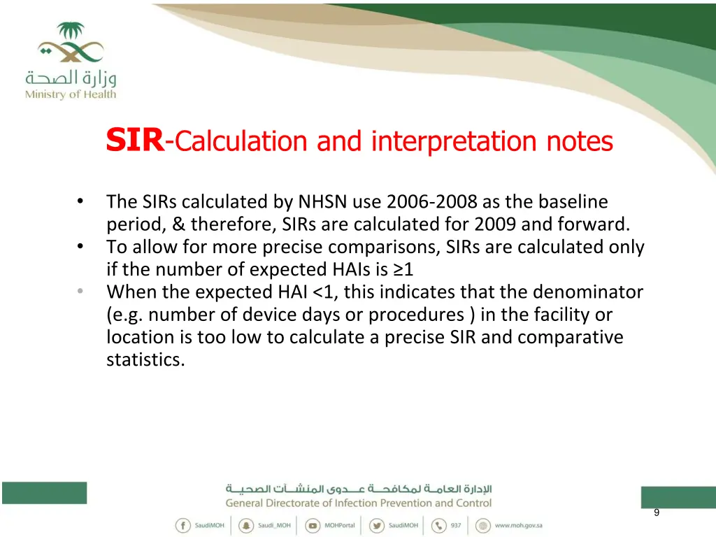 sir calculation and interpretation notes