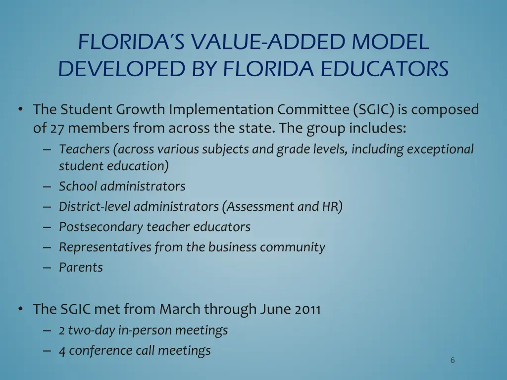 florida s value added model developed by florida 1