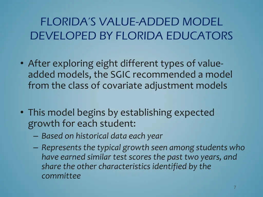 florida s value added model developed by florida 2