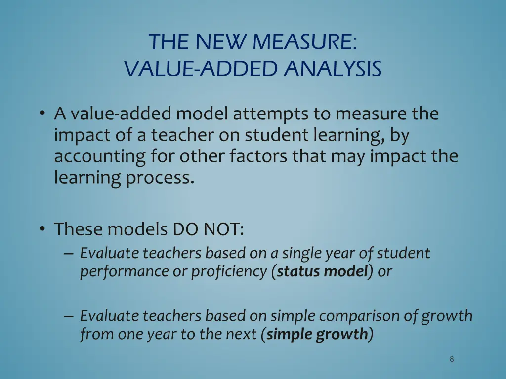 the new measure value added analysis