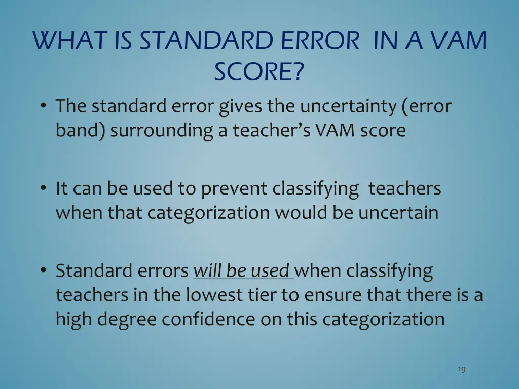 what is standard error in a vam score