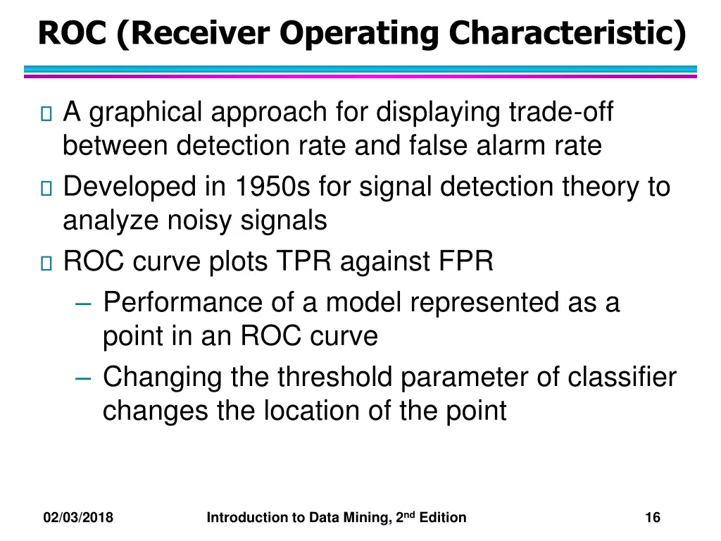 roc receiver operating characteristic