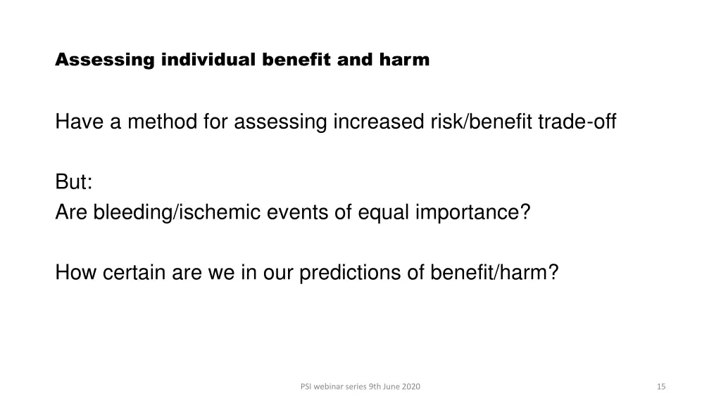 assessing individual benefit and harm