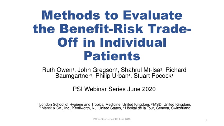 methods to evaluate the benefit risk trade